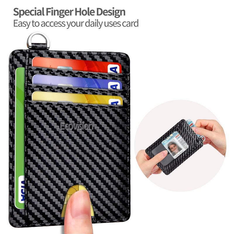 EcoVision Slim Minimalist Front Pocket Wallet, RFID Blocking Credit Card Holder Wallet with Detachable D-Shackle for Men Women - Image 3